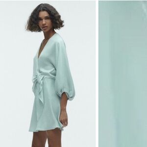 Zara Mint Green Knotted Mini Dress with Bow Detail